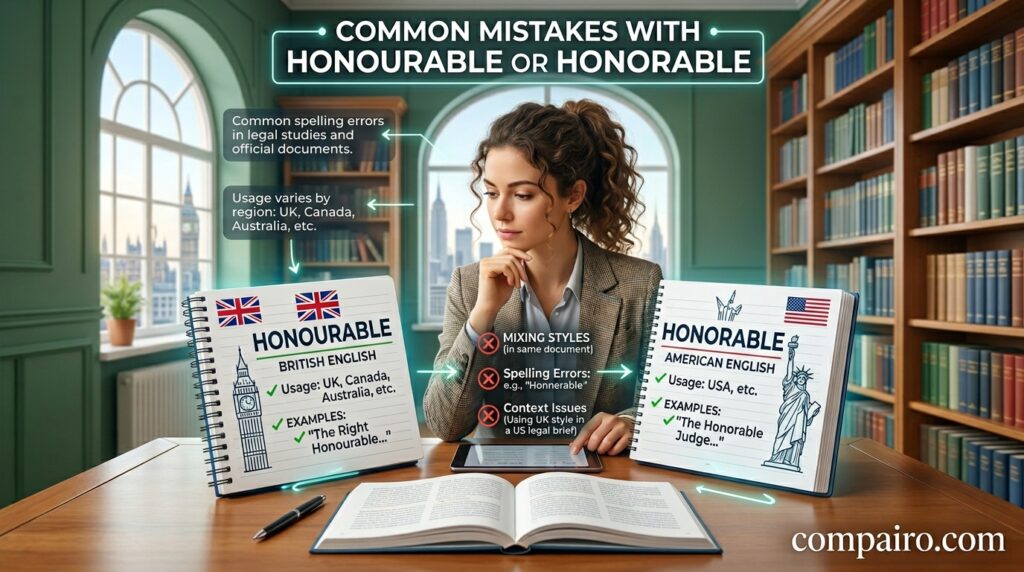 COMMON MISTAKES WITH HONOURABLE OR HONORABLE