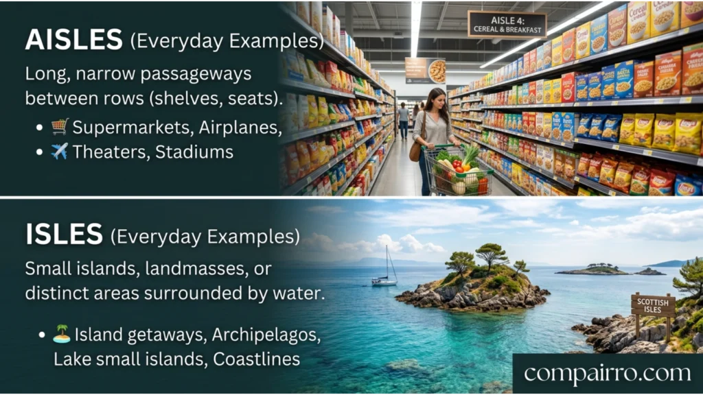 AISLES OR ISLES IN EVERYDAY EXAMPLES