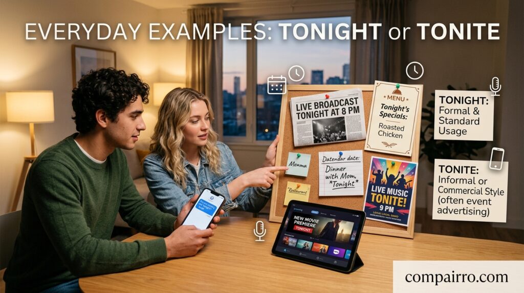 Tonight or Tonite Everyday Examples