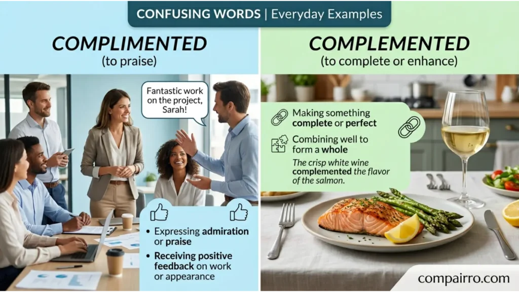Complimented or Complemented in Everyday Examples