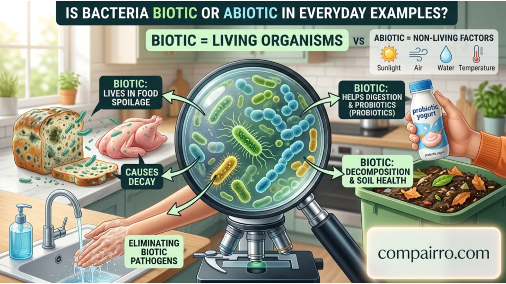 IS BACTERIA BIOTIC OR ABIOTIC IN EVERYDAY EXAMPLES?