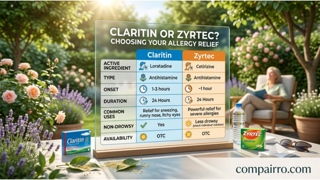 COMPARISON TABLE: CLARITIN OR ZYRTEC