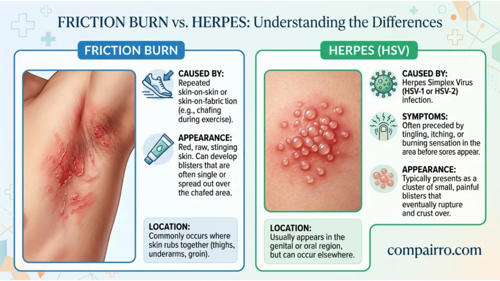 COMPARISON TABLE: FRICTION BURN OR HERPES