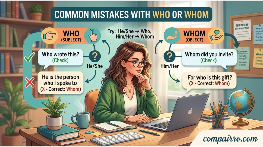 COMMON MISTAKES WITH WHO OR WHOM