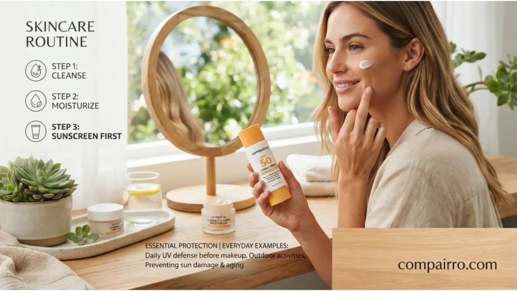 Sunscreen or Moisturizer First in Everyday Examples