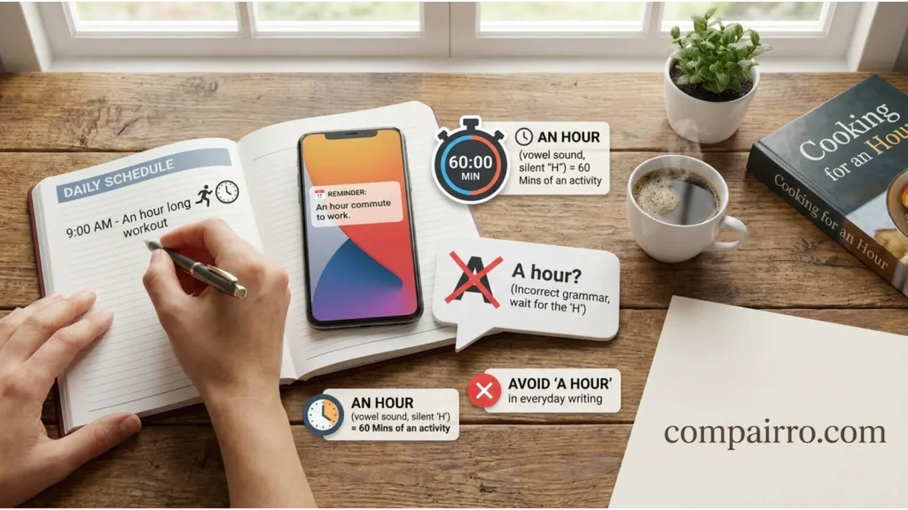 An Hour or a Hour in Everyday Examples