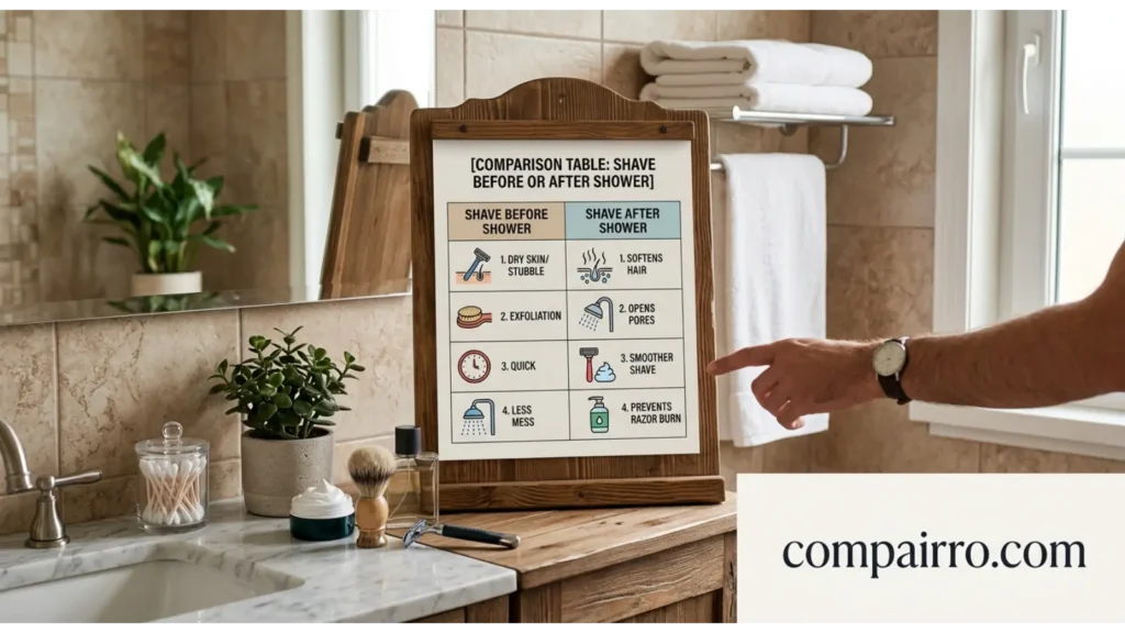 Comparison Table: Shave Before or After Shower