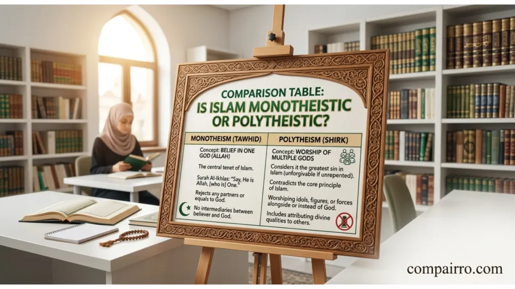Comparison Table: Is Islam Monotheistic or Polytheistic?