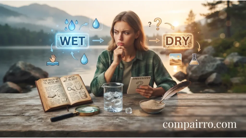 The Origin of the Question “Is Water Wet or Dry?”