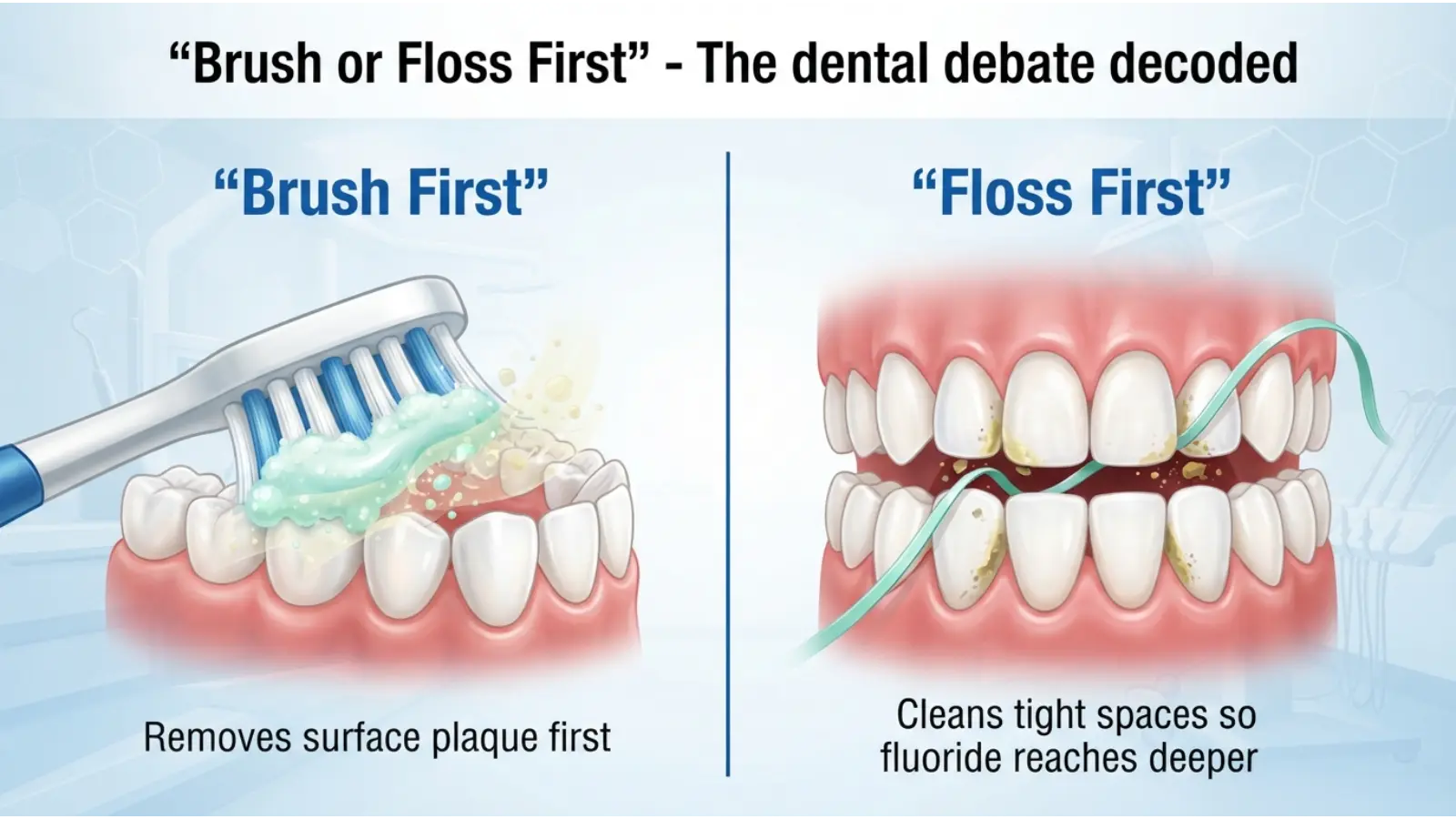 Brush or Floss First