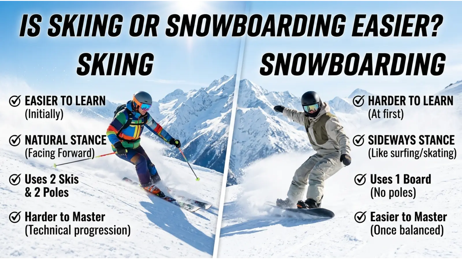 Is Skiing or Snowboarding Easier