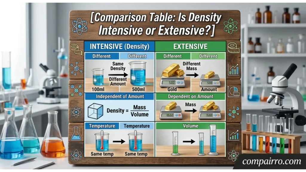 Comparison Table: Is Density Intensive or Extensive?
