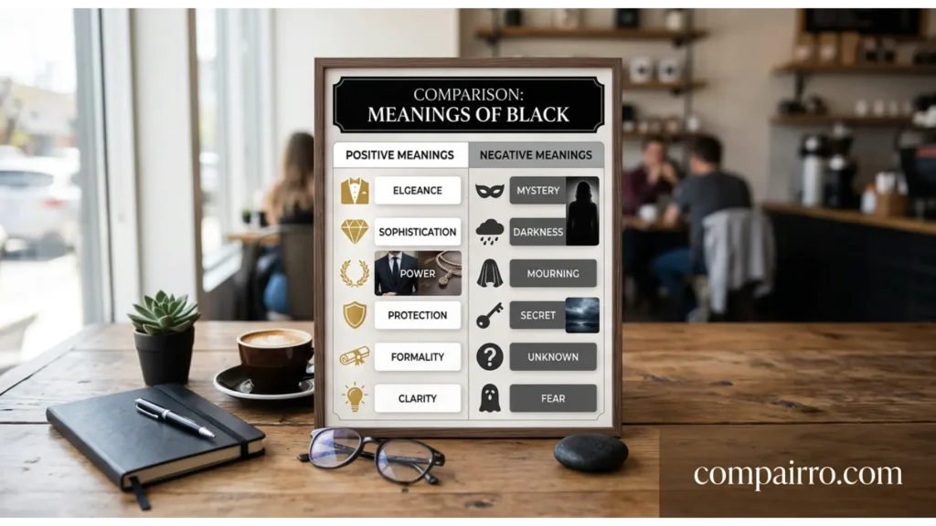 Comparison Table: Positive vs Negative Meanings of Black
