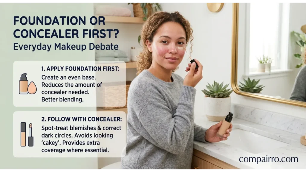 Foundation or Concealer First in Everyday Examples