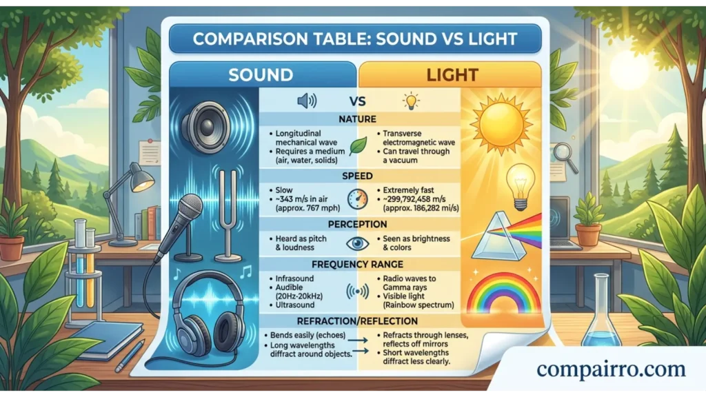 Comparison Table: Sound vs Light