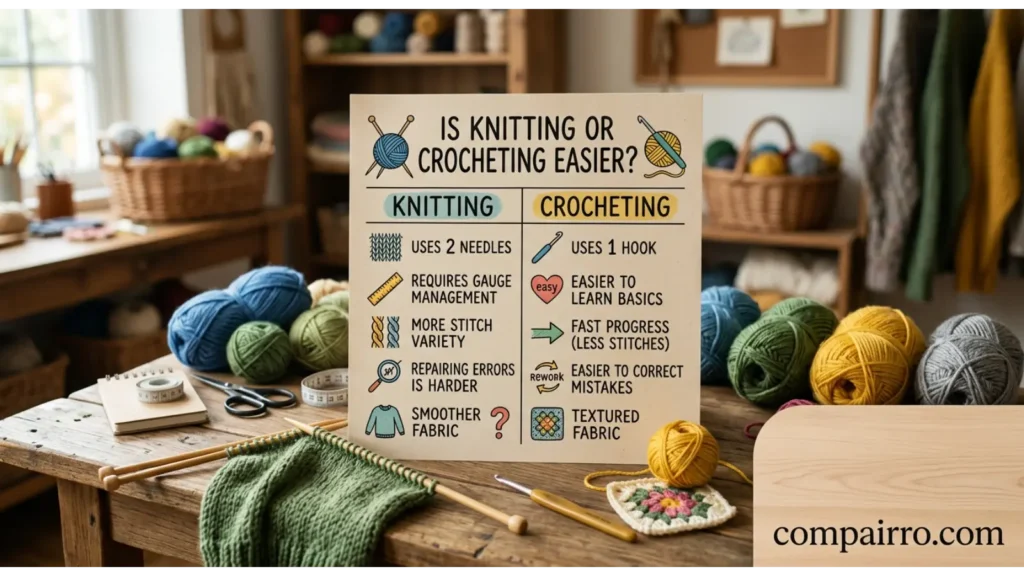 Comparison Table: Is Knitting or Crocheting Easier?