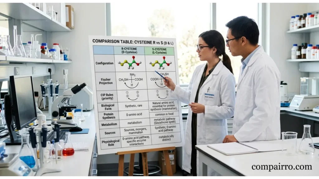 Comparison Table: Cysteine R vs S