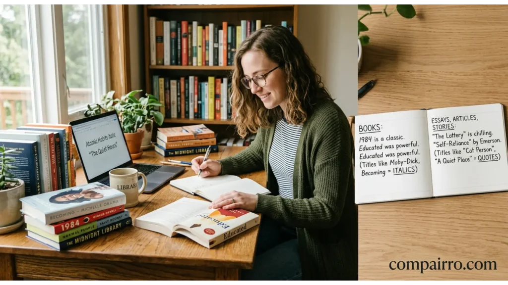 Are Books Italicized or Quoted in Everyday Examples?